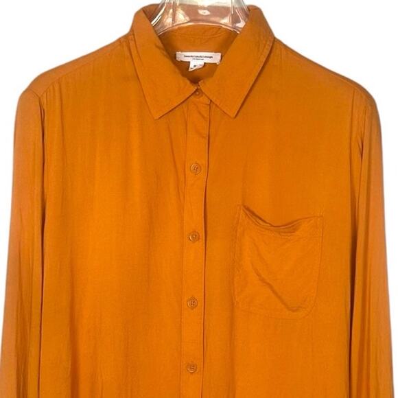 BeachLunchLounge Collared Button Front Long Sleeve Semi-Sheer Top Womens M - Picture 4 of 10